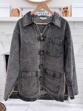 Opening Ceremony Frog Knot Denim Shirt Jacket - Grey